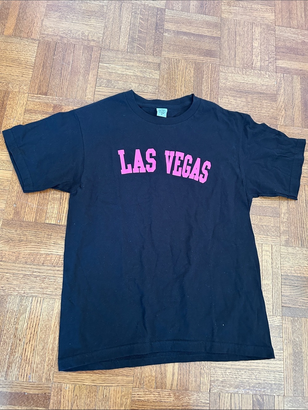 Black 'LAS VEGAS' Graphic Tee with Pink Lettering